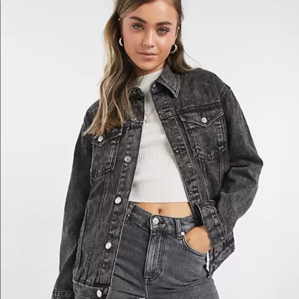 Black Washed Oversized Trucker Jacket